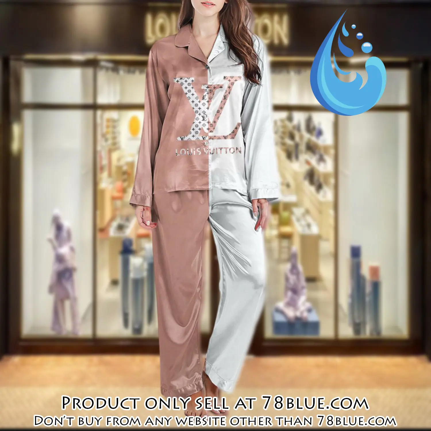 Lv monogram long satin pajama set pjs1024 78b2028256